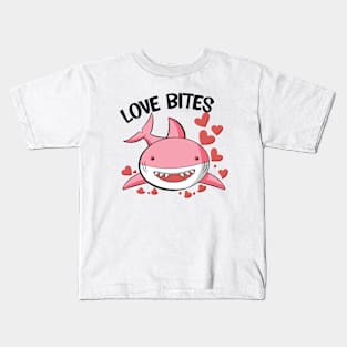 Love Bites Cute Shark Kids Valentines Day Kids T-Shirt